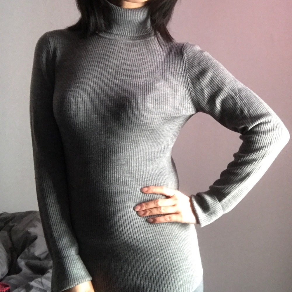 Muji Non-Itchy Turtleneck Sweater Gray